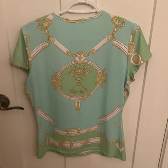 Chic J. McLaughlin Women's Mint Green & Blue Top, size M - Picture 7 of 8